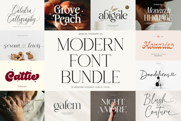 Modern Bundle: 12 Elegant Typefaces for Creative Projects
