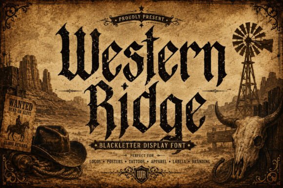 Western Ridge: Bold Blackletter Font for Rustic Branding
